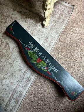 Vintage hand painted wooden Christmas shelf